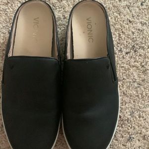 Hardly worn black slip ons